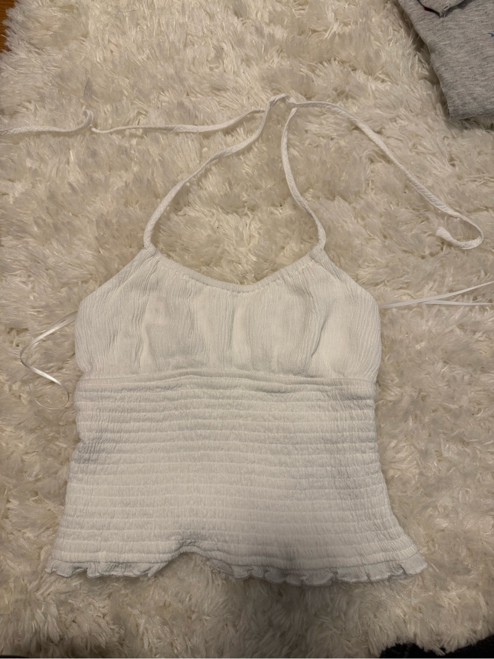 Garage White Smocked Halter Cami